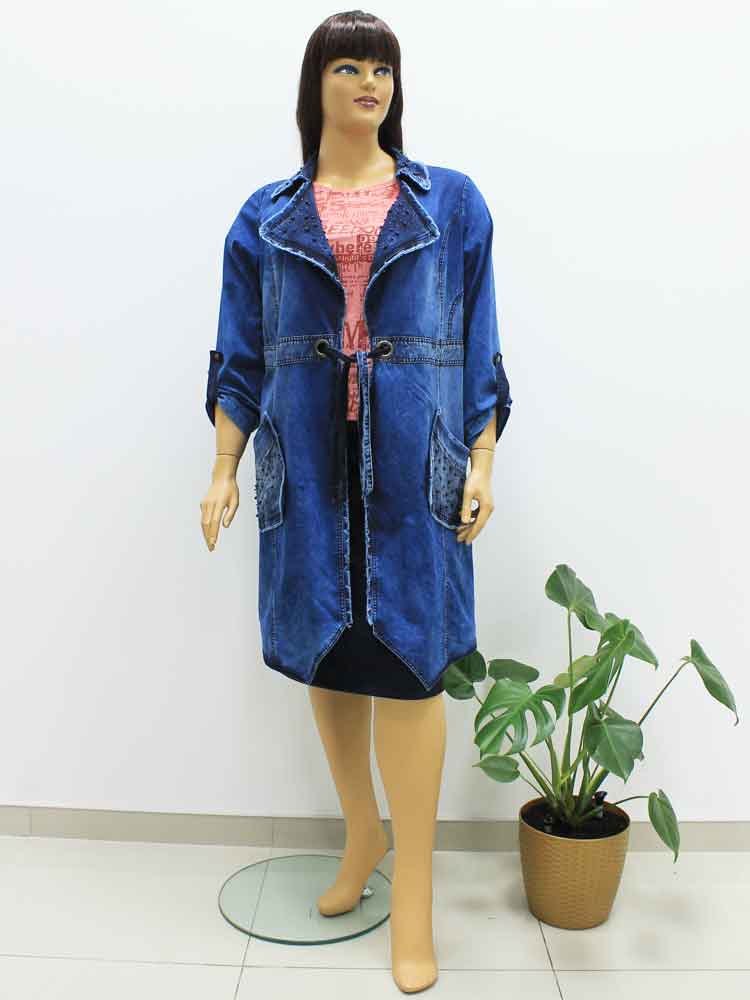 Кардиган женский джинсовый облегченный большого размера. Магазин «Пышная Дама», Луганск.
