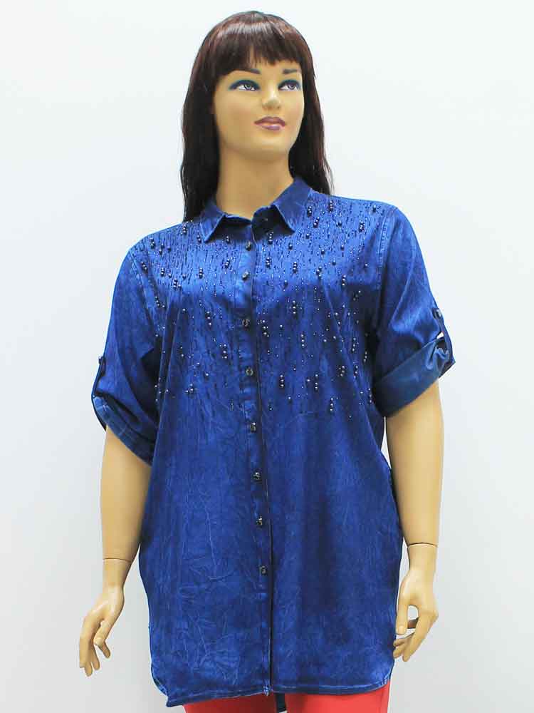 Сорочка (рубашка) женская джинсовая облегченная стрейчевая большого размера. Магазин «Пышная Дама», Луганск.
