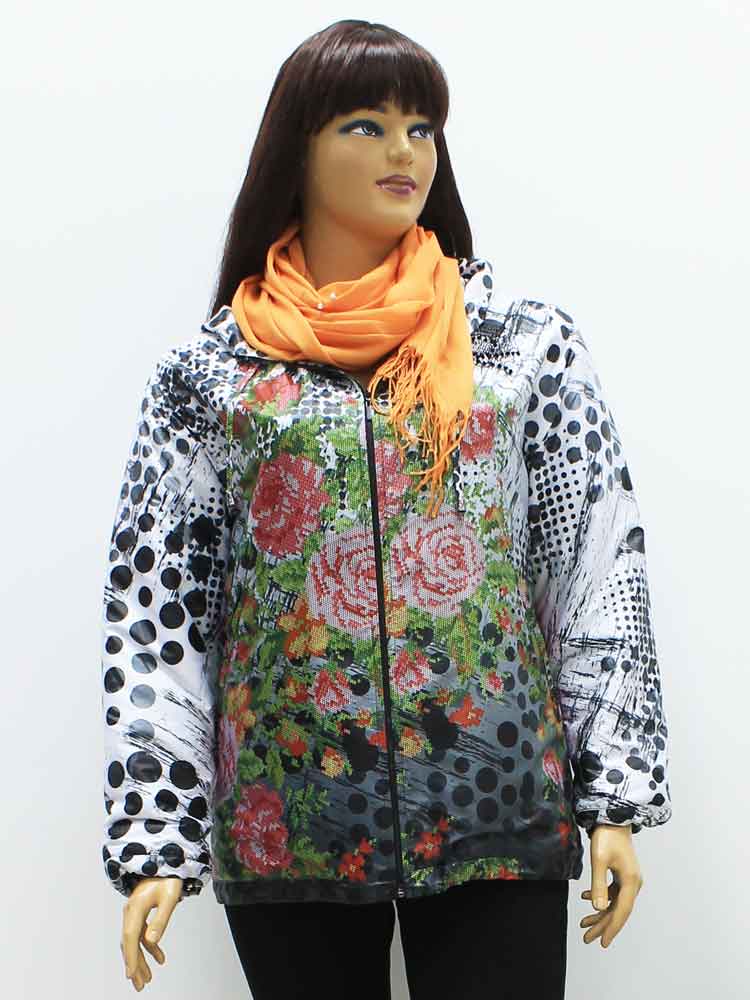Куртка демисезонная женская с декоративным принтом большого размера. Магазин «Пышная Дама», Луганск.