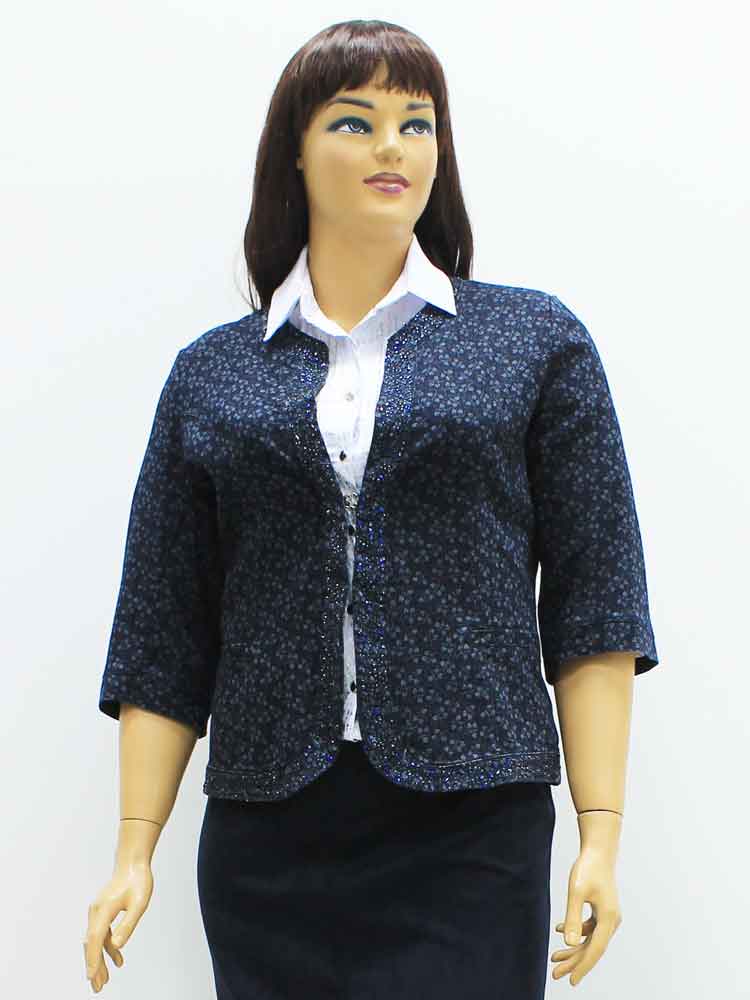 Пиджак женский джинсовый из стрейчевой ткани большого размера. Магазин «Пышная Дама», Луганск.