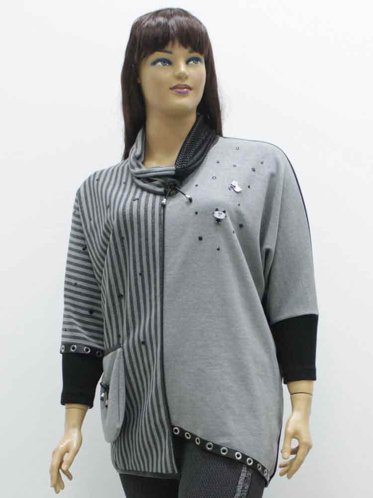 Блуза женская трикотажная комбинированная асимметричная большого размера. Магазин «Пышная Дама», Луганск.