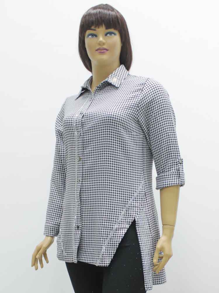 Сорочка (рубашка) женская стрейчевая с аппликацией большого размера. Магазин «Пышная Дама», Луганск.