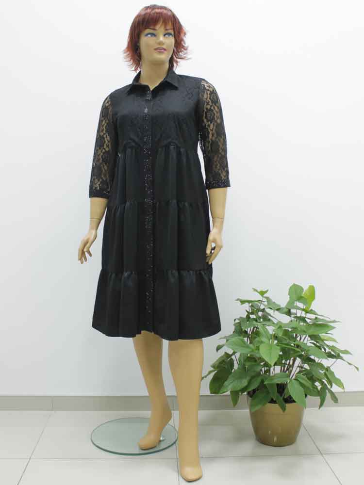 Платье-халат комбинированное с гипюром большого размера. Магазин «Пышная Дама», Луганск.