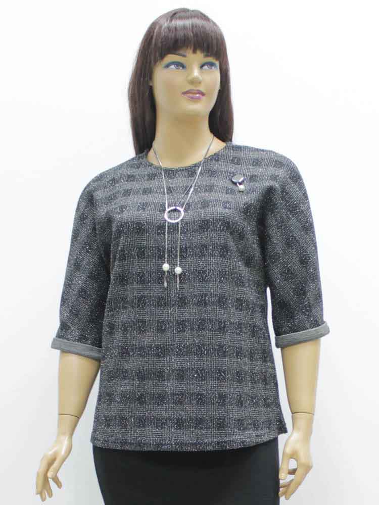 Блуза женская трикотажная с люрексом и бижутерия в комплекте большого размера. Магазин «Пышная Дама», Луганск.