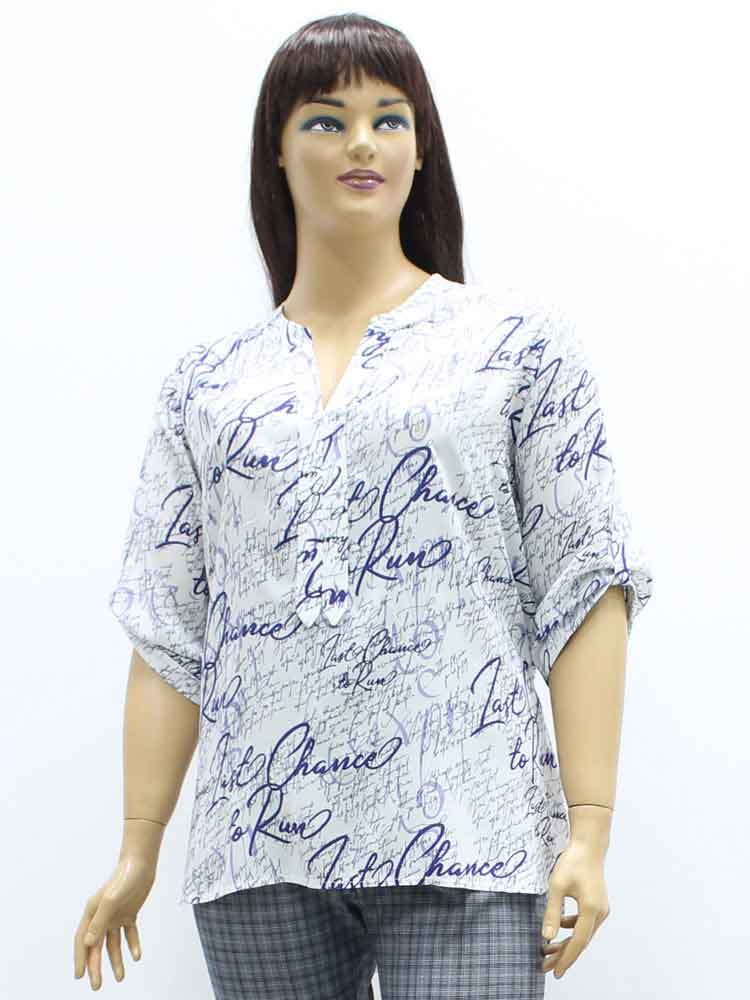 Блуза женская из хлопка с декоративным принтом большого размера. Магазин «Пышная Дама», Луганск.