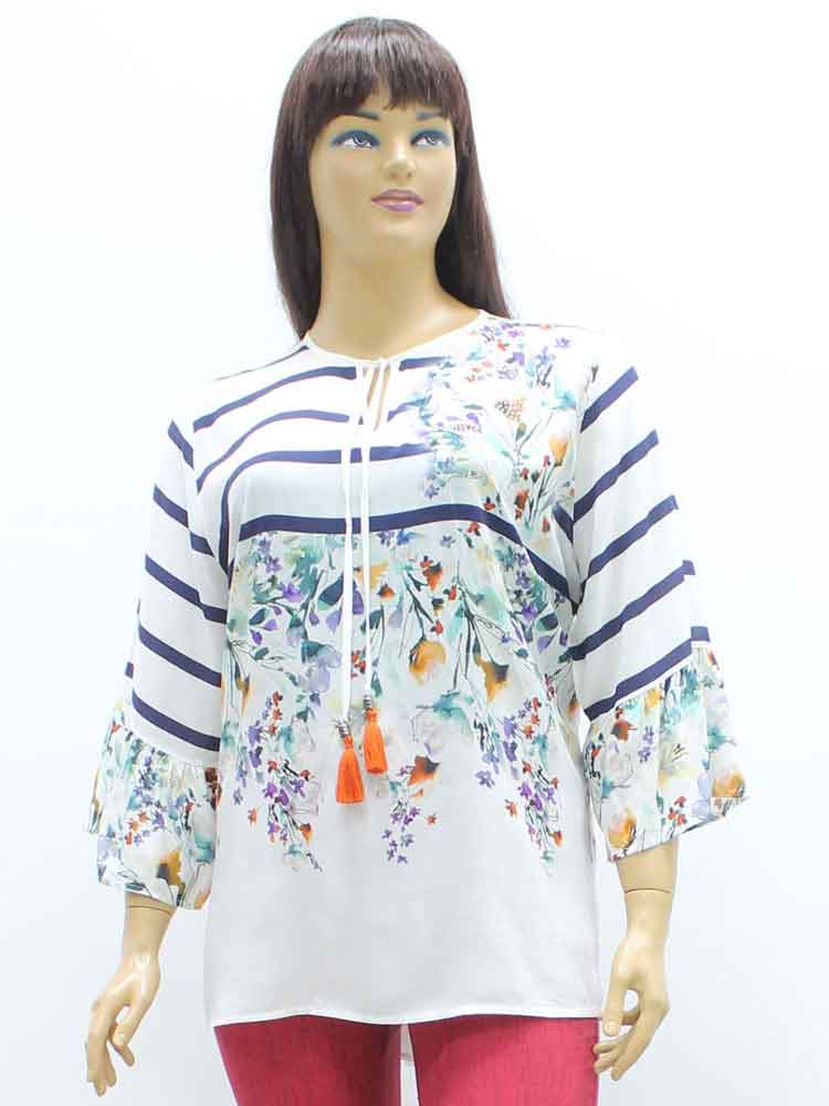 Блуза женская из штапеля с цветочным принтом большого размера. Магазин «Пышная Дама», Луганск.