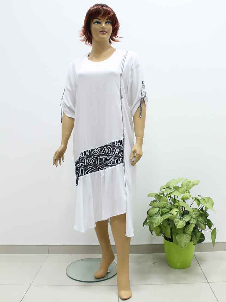 Платье из хлопка комбинированное с аппликацией большого размера. Магазин «Пышная Дама», Луганск.
