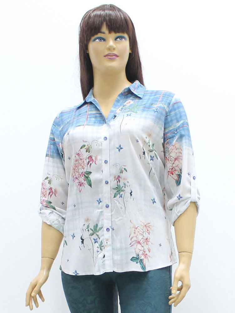 Сорочка (рубашка) женская из хлопка декоративным принтом  большого размера, 2019. Магазин «Пышная Дама», Луганск.