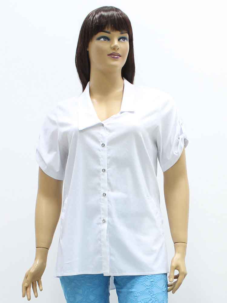 Сорочка (рубашка) женская из хлопка с эластаном с асимметричным воротом большого размера. Магазин «Пышная Дама», Луганск.