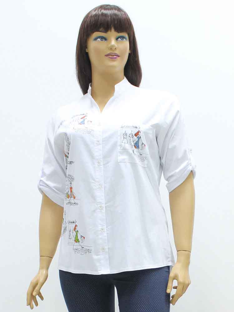 Сорочка (рубашка) женская из хлопка с эластаном с декоративным принтом большого размера. Магазин «Пышная Дама», Луганск.