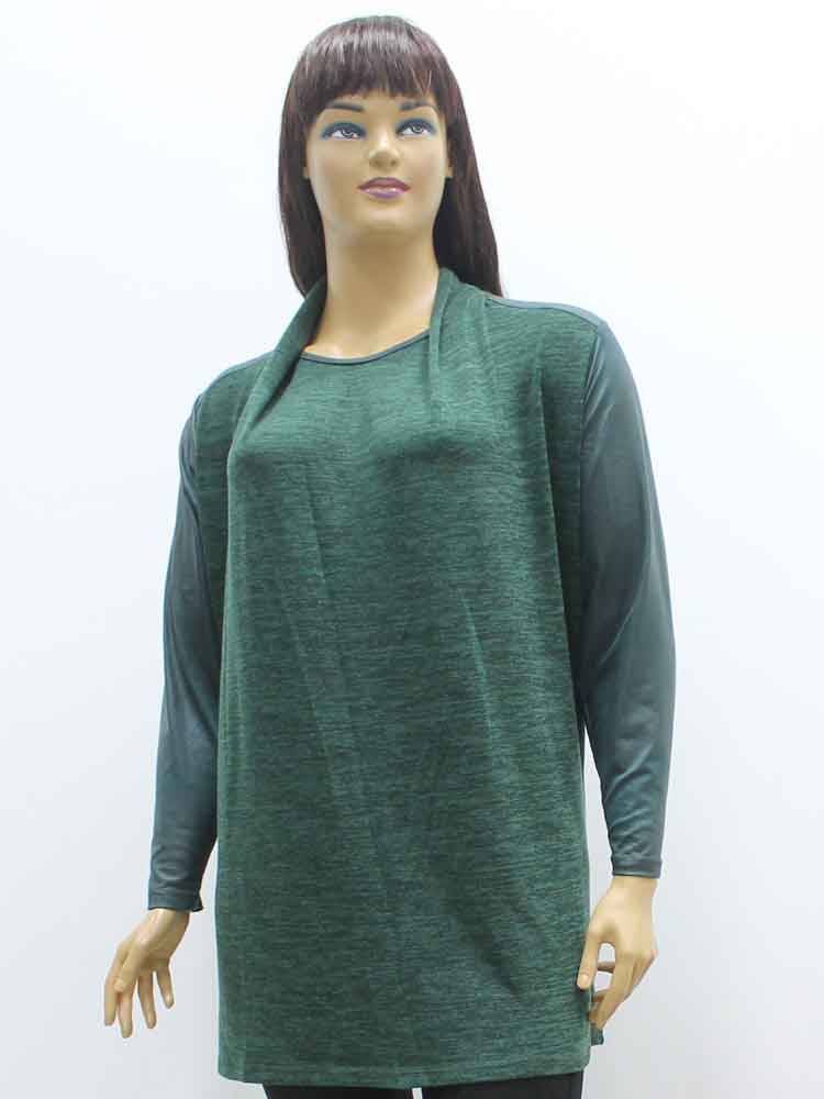 Блуза женская трикотажная комбинированная с тканью диско большого размера. Магазин «Пышная Дама», Луганск.