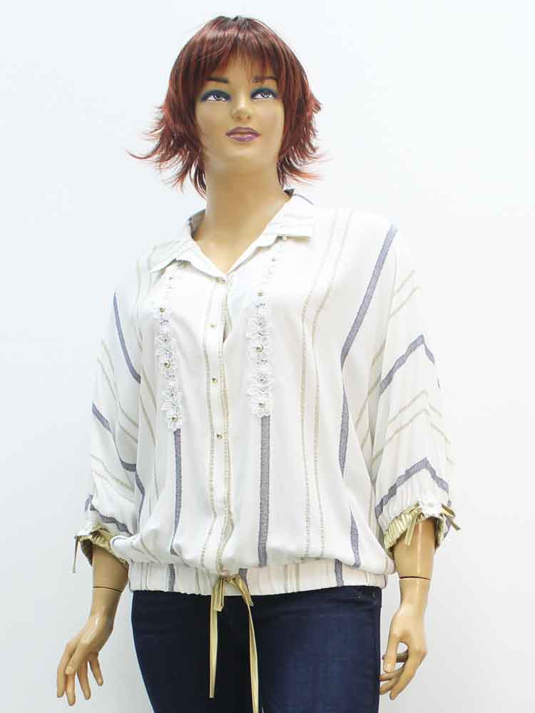 Блуза женская из вискозы с аппликацией большого размера. Магазин «Пышная Дама», Луганск.