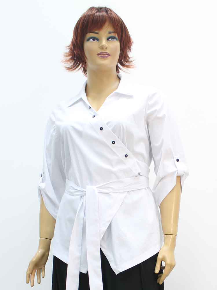 Блуза женская с запахом из хлопка с эластаном большого размера. Магазин «Пышная Дама», Луганск.
