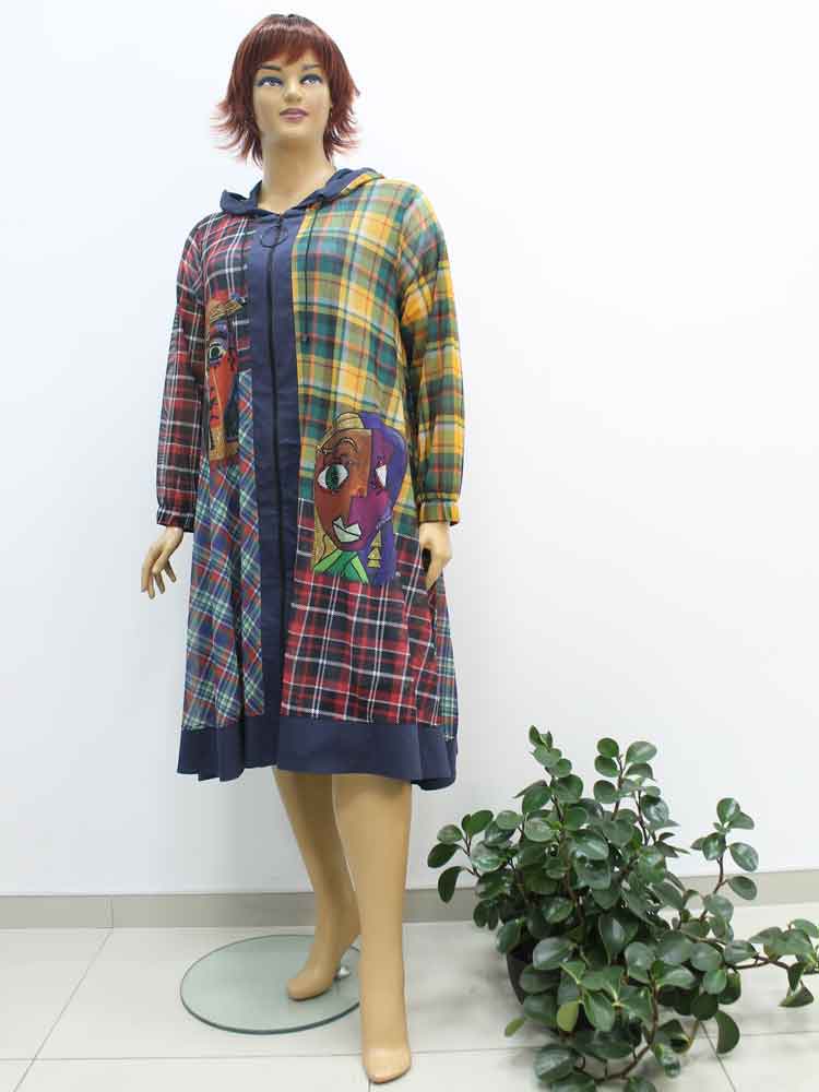 Кардиган женский двухслойный из сетки с декоративным принтом и аппликацией большого размера. Магазин «Пышная Дама», Луганск.
