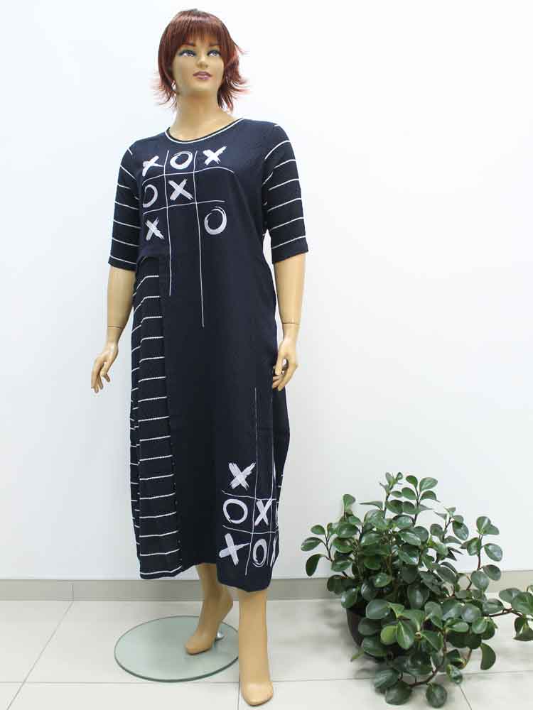 Платье из хлопка комбинированное с вышивкой большого размера. Магазин «Пышная Дама», Луганск.