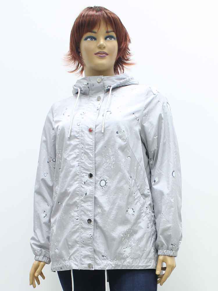 Куртка легкая женская из жатой ткани с капюшоном большого размера, 2020. Магазин «Пышная Дама», Луганск.