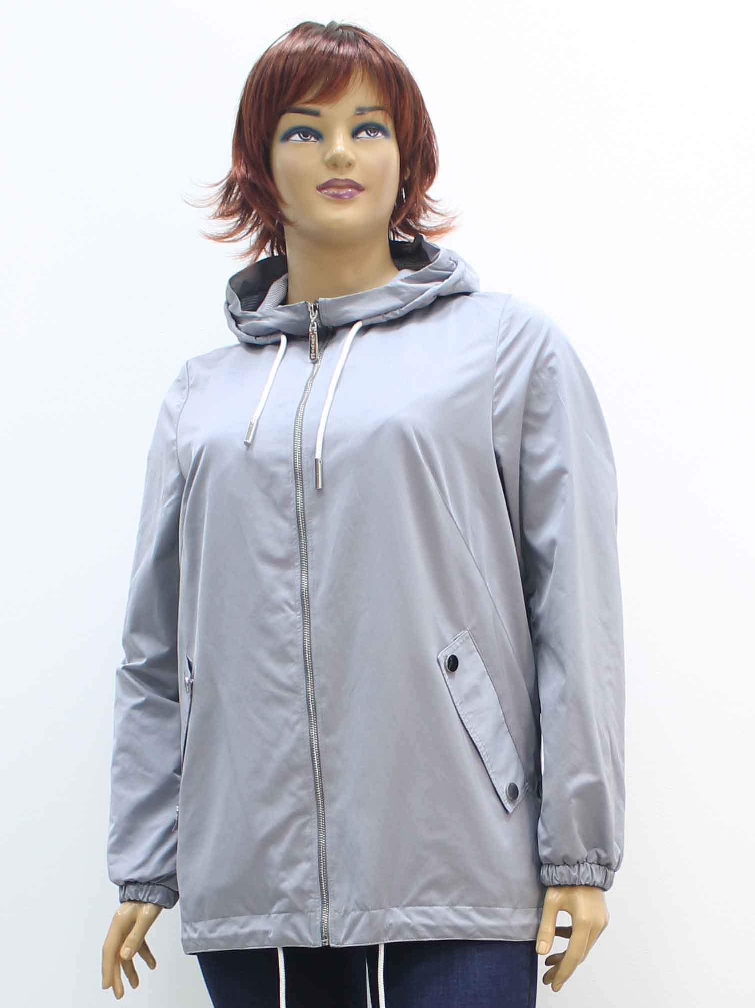 Куртка легкая женская из хлопка с капюшоном большого размера. Магазин «Пышная Дама», Луганск.