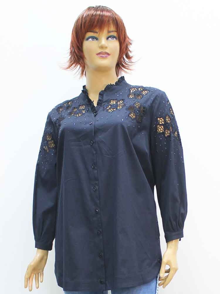 Сорочка (рубашка) женская с вышивкой Ришелье и аппликацией большого размера, 2020. Магазин «Пышная Дама», Луганск.