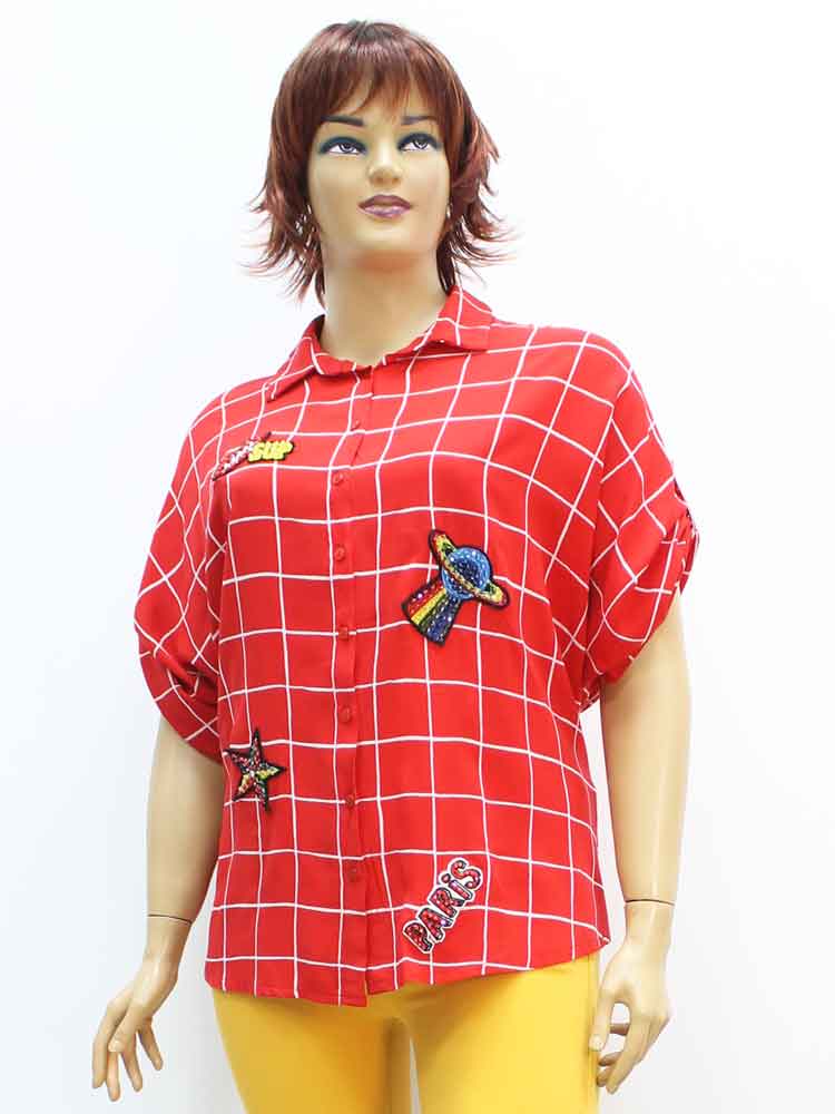 Сорочка (рубашка) женская из штапеля с аппликацией большого размера, 2020. Магазин «Пышная Дама», Луганск.
