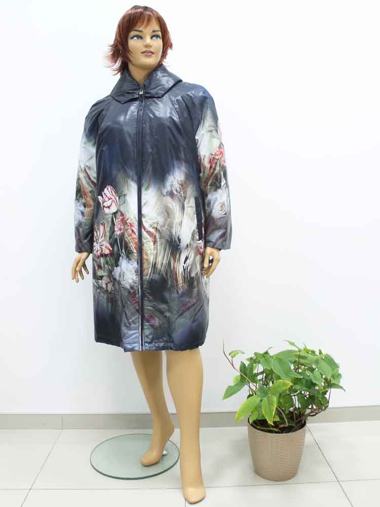 Пальто женское демисезонное с капюшоном и цветочным принтом большого размера. Магазин «Пышная Дама», Луганск.