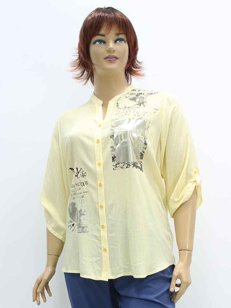 Блуза женская из вискозы с декоративным принтом большого размера. Магазин «Пышная Дама», Луганск.