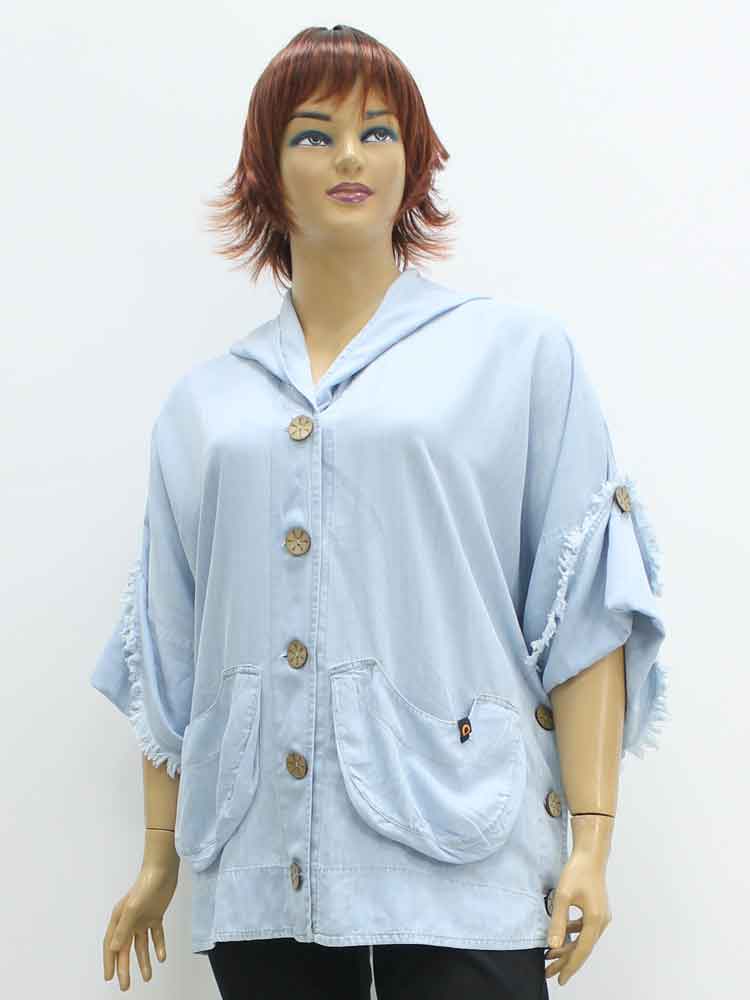 Куртка легкая (ветровка) женская джинсовая из хлопка большого размера, 2021. Магазин «Пышная Дама», Луганск.