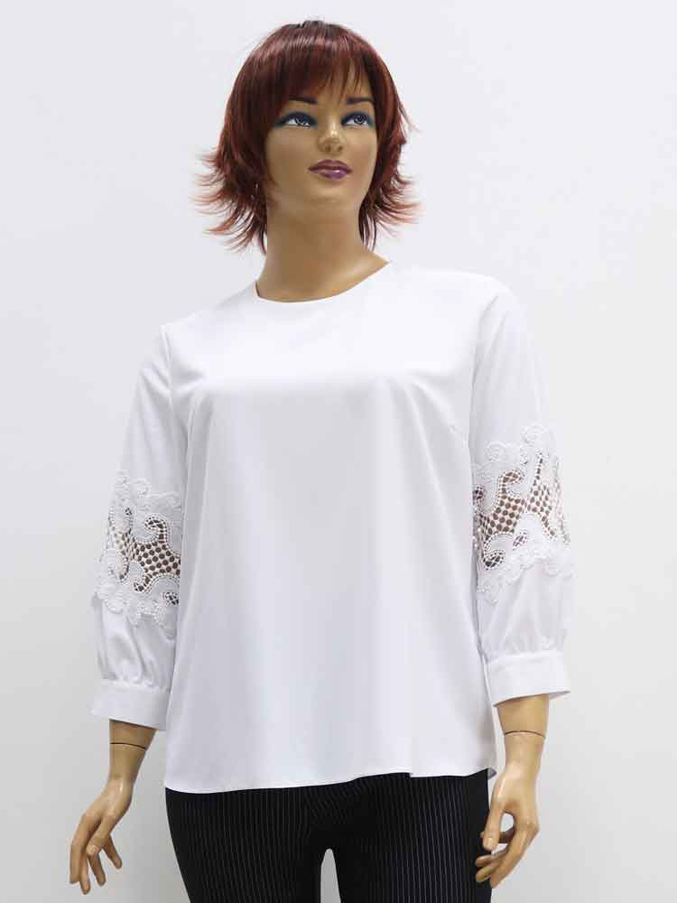 Блуза женская из мокрого шелка с кружевной отделкой большого размера. Магазин «Пышая Дама», Луганск.