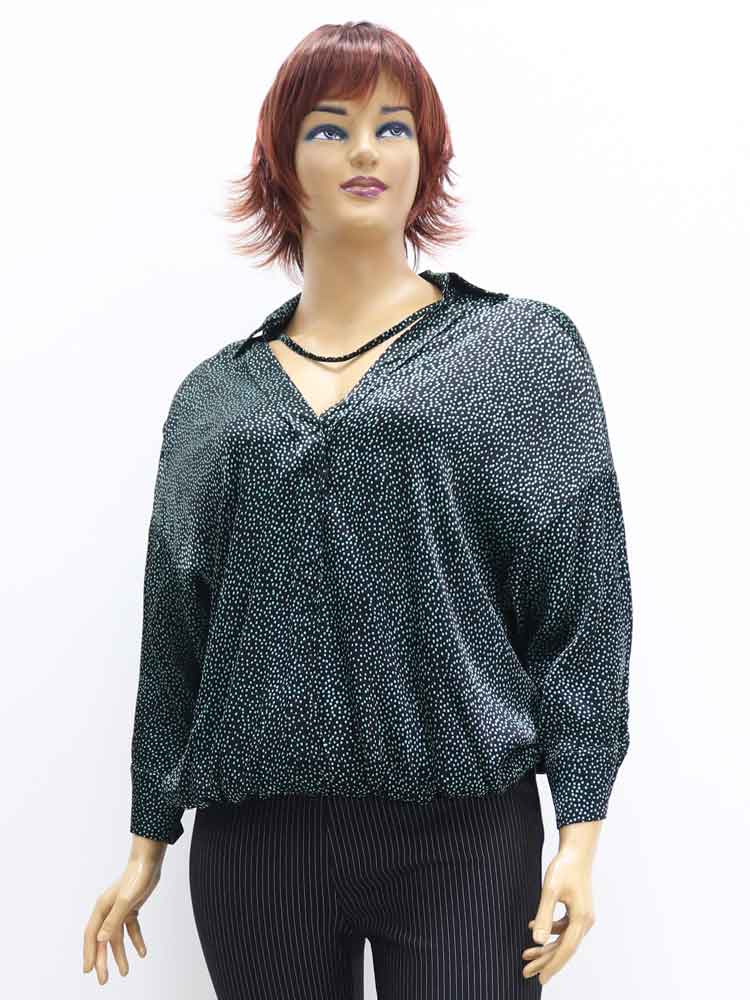 Блуза женская из стрейч атласа на резинке большого размера, 2021. Магазин «Пышная Дама», Луганск.