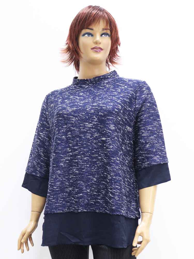 Блуза женская буклированная комбинированная большого размера, 2021. Магазин «Пышная Дама», Луганск.