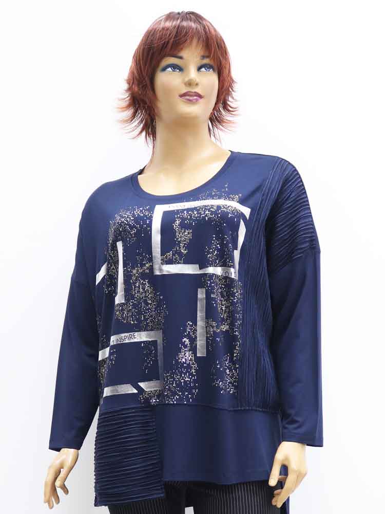 Блуза женская трикотажная комбинированная с декоративным накатом большого размера. Магазин «Пышная Дама», Луганск.