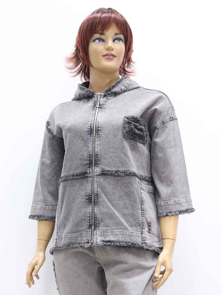 Куртка легкая (ветровка) женская джинсовая из хлопка большого размера, 2021. Магазин «Пышная Дама», Луганск.